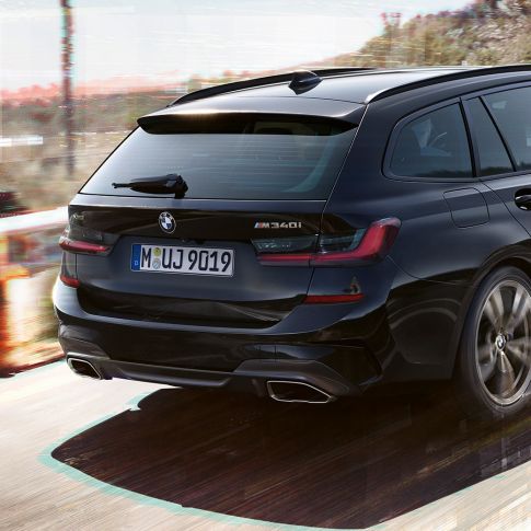 Design arrière, embouts d'échappement G21 BMW M340i xDrive Touring, design arrière, sorties d'échappement G21