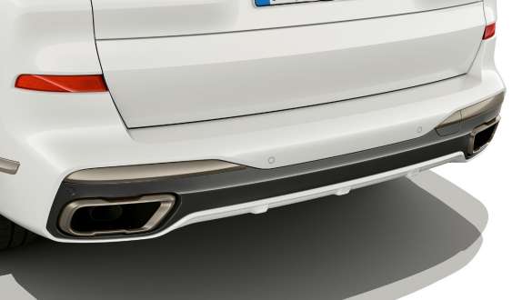BMW X7 M avec embouts d’échappement M spécifiques, G07 2019 BMW X7 M avec embouts d’échappement M spécifiques, G07 2019, vue en gros plan de l’embout d’échappement