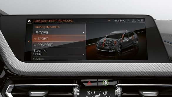 Adaptieve ophanging. BMW 1 Reeks met adaptieve ophanging.