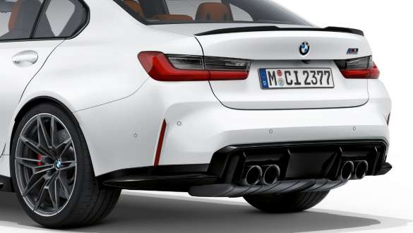 Design achterkant BMW M3 Competition Berline Frozen Brilliant White metallic G80 2020 BMW M3 Competition Berline G80 2020 Frozen Brilliant White metallic design achterkant achteraanzicht