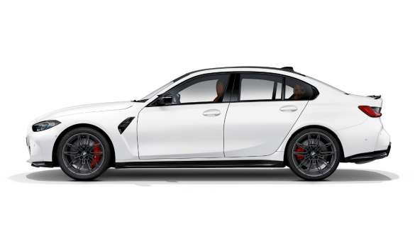 Design zijkant BMW M3 Competition Berline Frozen Brilliant White metallic G80 2020 BMW M3 Competition Berline G80 2020 Frozen Brilliant White metallic design zijkant zijaanzicht