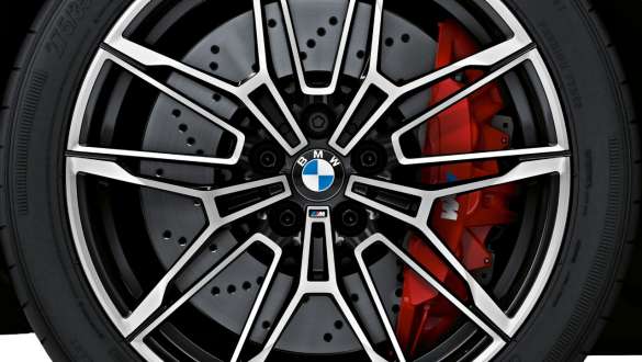 BMW M 19"/20" gesmede velgen 825 M Bicolor Schwarz BMW M3 Berline G80 2020 BMW M3 Berline G80 2020 BMW M 19"/20" gesmede velgen 825 M Bicolor Schwarz close-up wiel