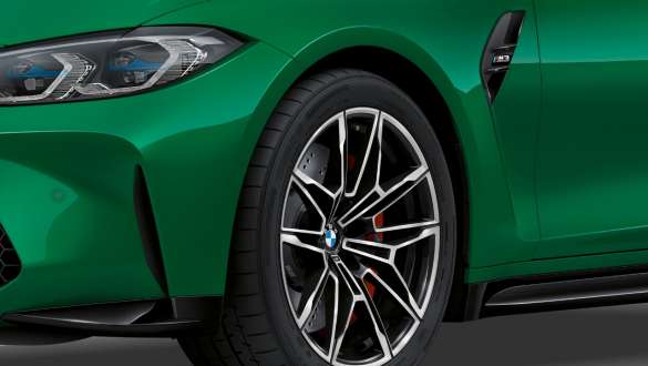 Voorste wielkasten BMW M3 Berline G80 2020 BMW M3 Berline G80 2020 Isle of Man Grün voorste wielkasten close-up