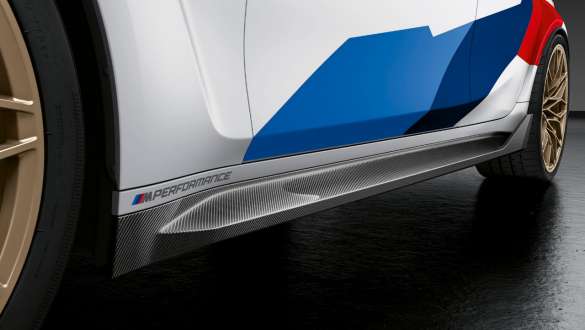 M Performance inzetstuk in de zijdrempel Carbon BMW M3 Berline G80 2020 BMW M3 Berline G80 2020 Performance inzetstuk in de zijdrempel Carbon close-up