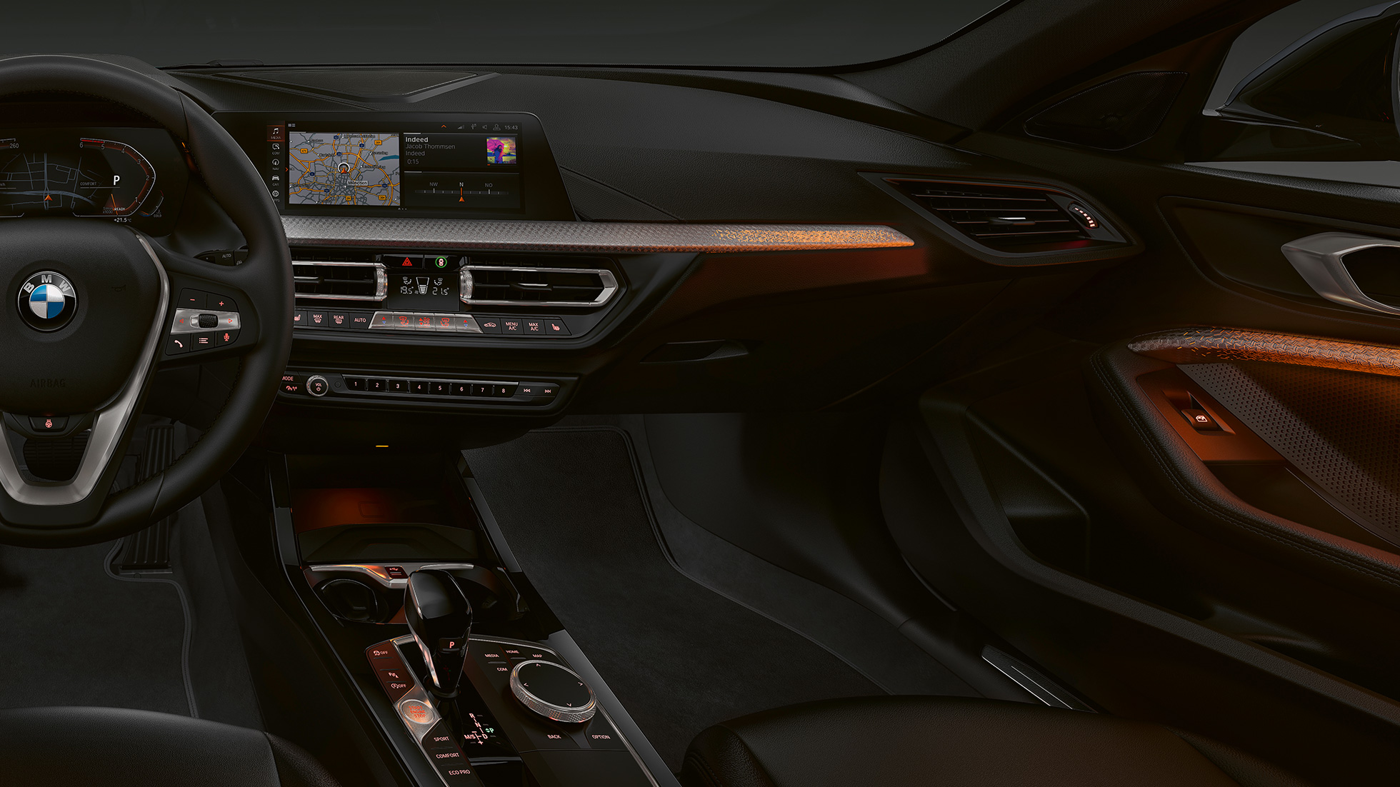 Inserts de décoration Illuminated Nizza F40. BMW Série 1, Modèle Luxury, inserts de décoration Illuminated Nizza F40.