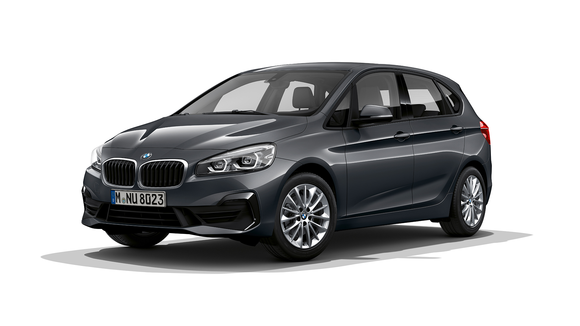 Driekwart vooraanzicht BMW 2 Reeks Active Tourer Model Advantage BMW 2 Reeks Active Tourer Model Advantage 218i F45 2018 Mineralgrau metallic driekwart vooraanzicht