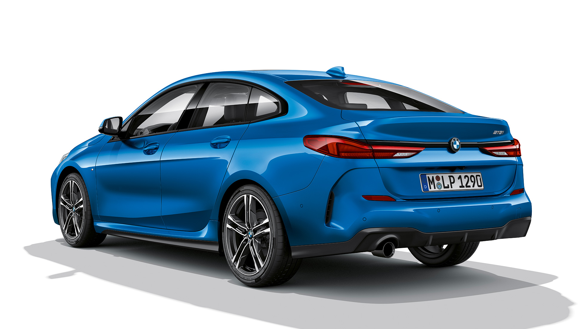 BMW Individual Hochglanz Shadow Line BMW Série 2 Gran Coupé Modèle M Sport BMW Individual Hochglanz Shadow Line BMW Série 2 Gran Coupé Modèle M Sport Misano Blau metallic F44, vue latérale de trois quarts