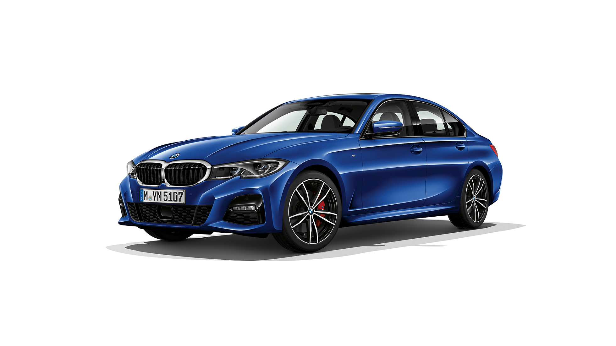 BMW 3 Reeks Berline, Model M Sport Zijaanzicht in stilstand van de BMW 3 Reeks Berline als model M Sport.