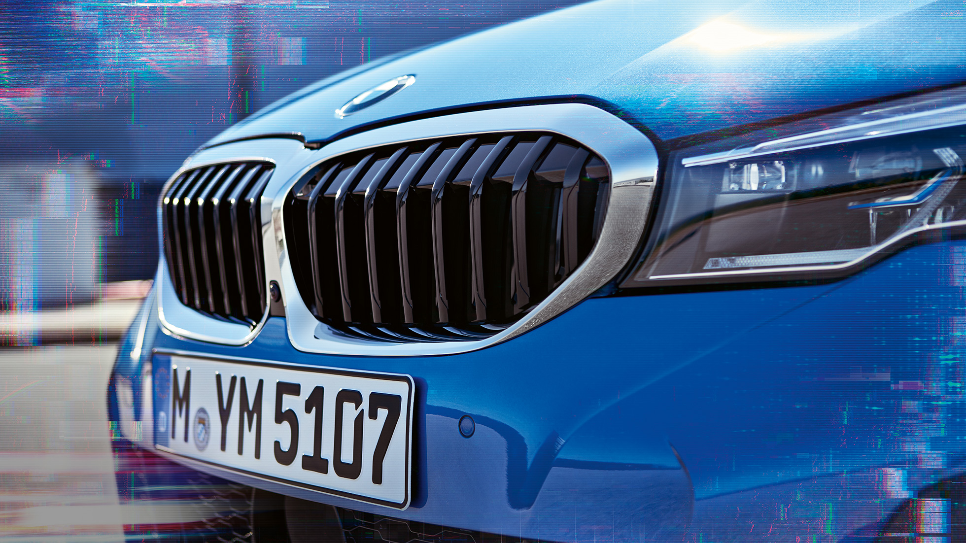 BMW Série 3 Berline, doubles naseaux. G20 Gros plan de profil des doubles naseaux de la BMW Série 3 Berline. G20