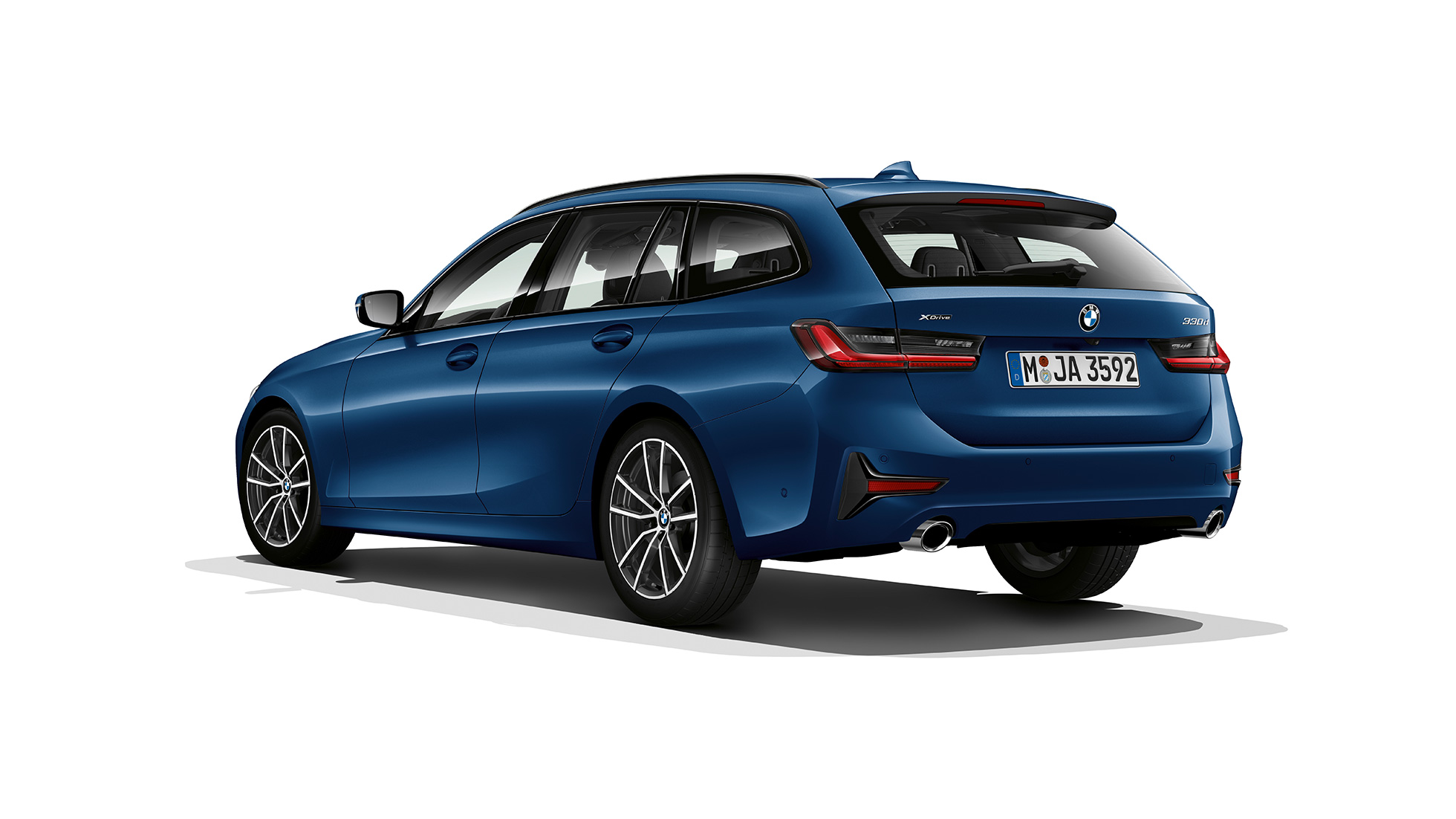 Modèle Sport, vue de trois quarts arrière G21 BMW Série 3 Touring, Modèle Sport, vue de trois quarts arrière G21