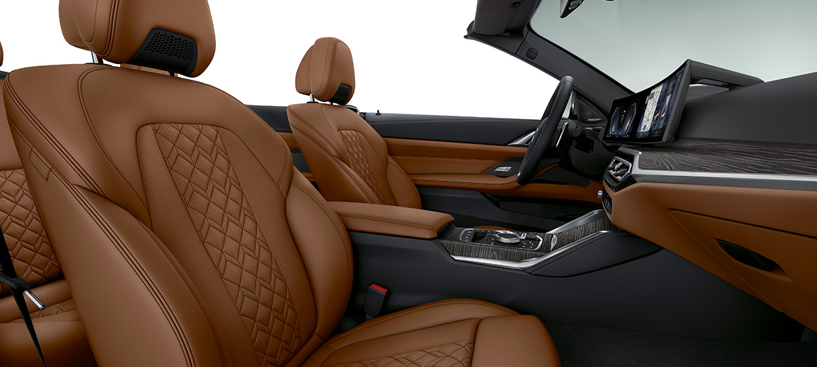 BMW Individual revêtement intérieur tout cuir Merino Tartufo BMW Série 4 Cabrio Individual 2020 G23, habitacle BMW Individual revêtement intérieur tout cuir Merino Tartufo BMW Série 4 Cabrio Individual G23 2020, poste de conduite