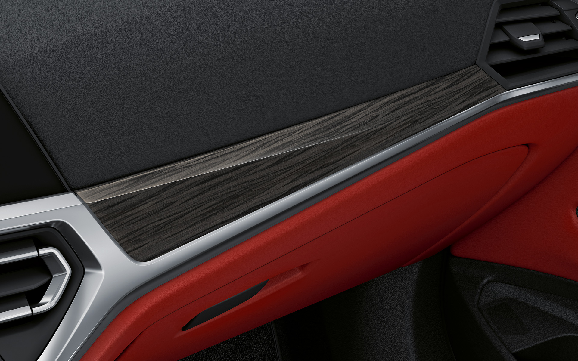 Decoratieve lijsten in edelhout BMW 4 Reeks Coupé 2020 G22 Individual interieur Decoratieve lijsten in edelhoutuitvoering met sierlijsten Perlglanz Chrom BMW 4 Reeks Coupé Individual G22 2020 interieur