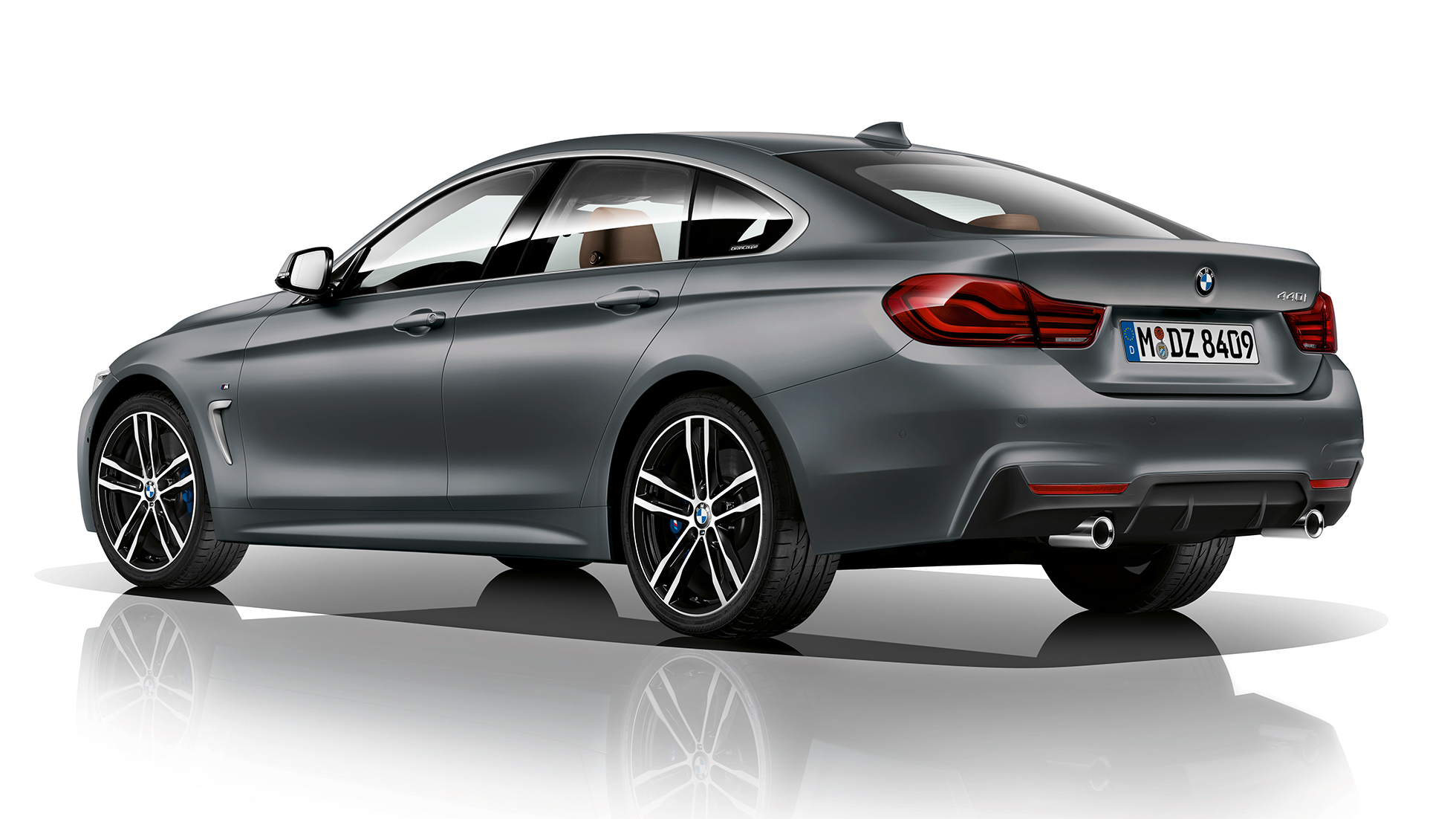 BMW 4 Reeks Gran Coupé, Model M Sport driekwart achteraanzicht F36 BMW 4 Reeks Gran Coupé, Model M Sport driekwart achteraanzicht F36