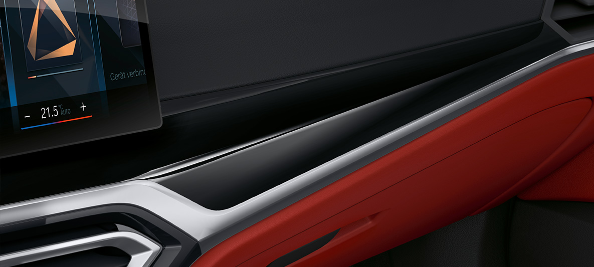 Decoratieve lijsten in Pianolack Schwarz BMW 4 Reeks Gran Coupé G26 2021 interieur BMW Individual decoratieve lijsten in Pianolack Schwarz BMW 4 Reeks Gran Coupé G26 2021 interieur