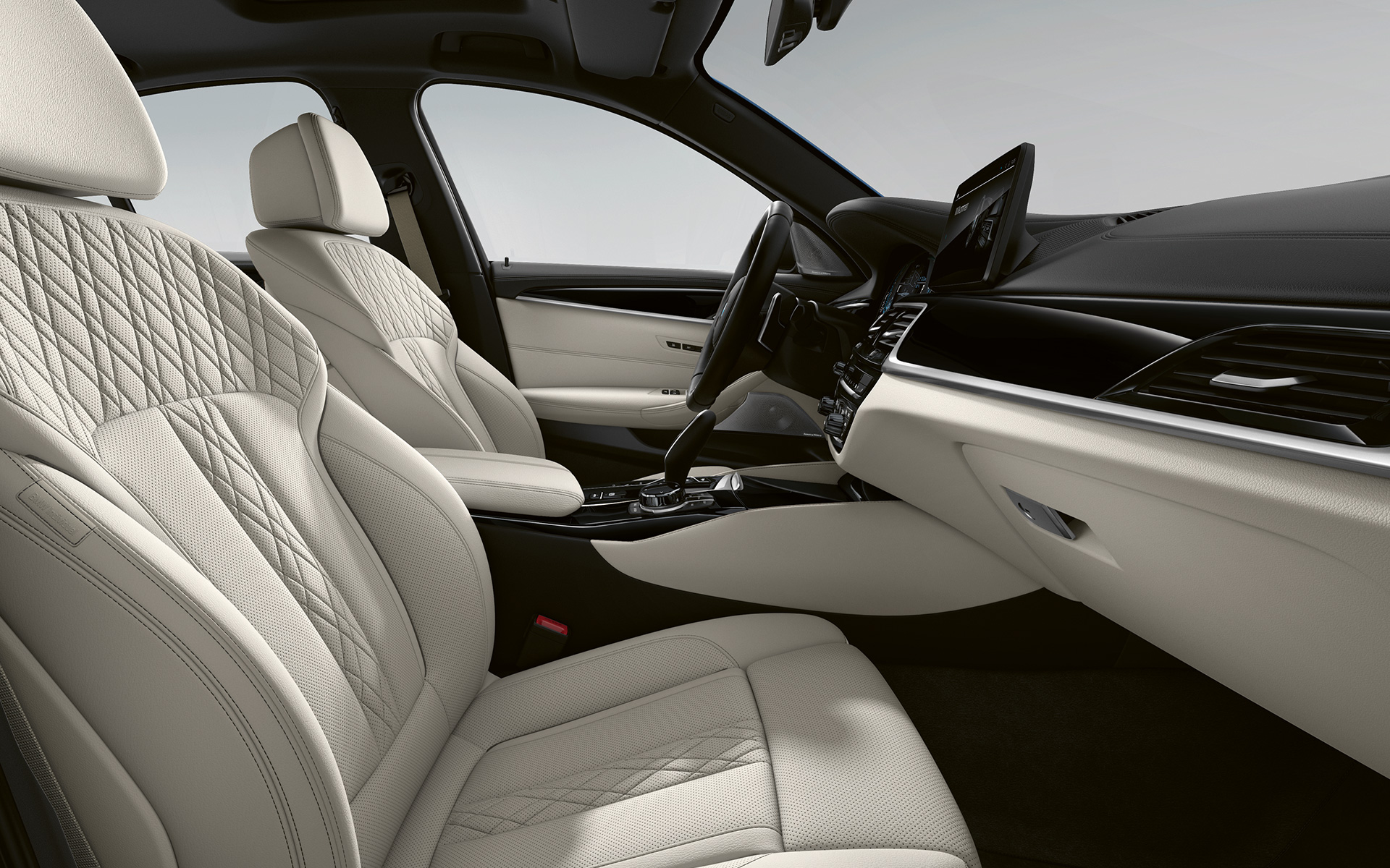 BMW Série 5 Berline G30 Facelift 2020 Intérieur BMW Individual revêtement intérieur tout cuir Merino | Rauchweiß BMW Série 5 Berline G30 Facelift 2020 Intérieur BMW Individual revêtement intérieur tout cuir Merino | Rauchweiß