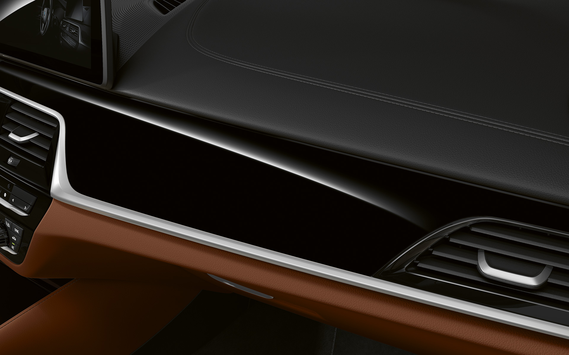 BMW Série 5 Touring G31 LCI Poste de conduite inserts de décoration BMW Individual en Pianolack Schwarz BMW Série 5 Touring G31 restylage 2020 poste de conduite inserts de décoration BMW Individual en Pianolack Schwarz