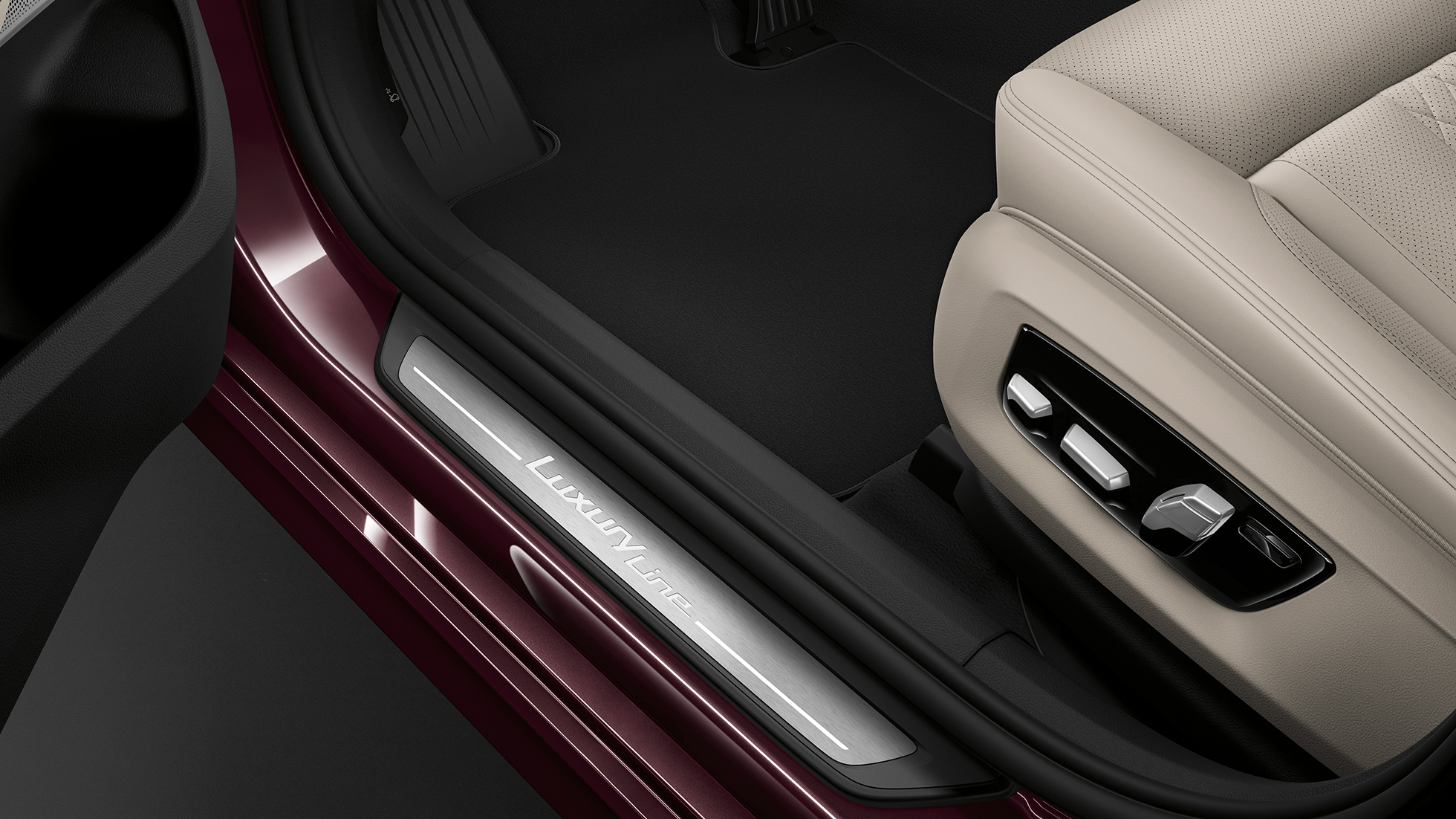 BMW Série 6 Gran Turismo Modèle Luxury seuils de porte et poupe BMW Série 6 Gran Turismo G32 2017 Modèle Luxury Royal Burgundy Red seuils de porte