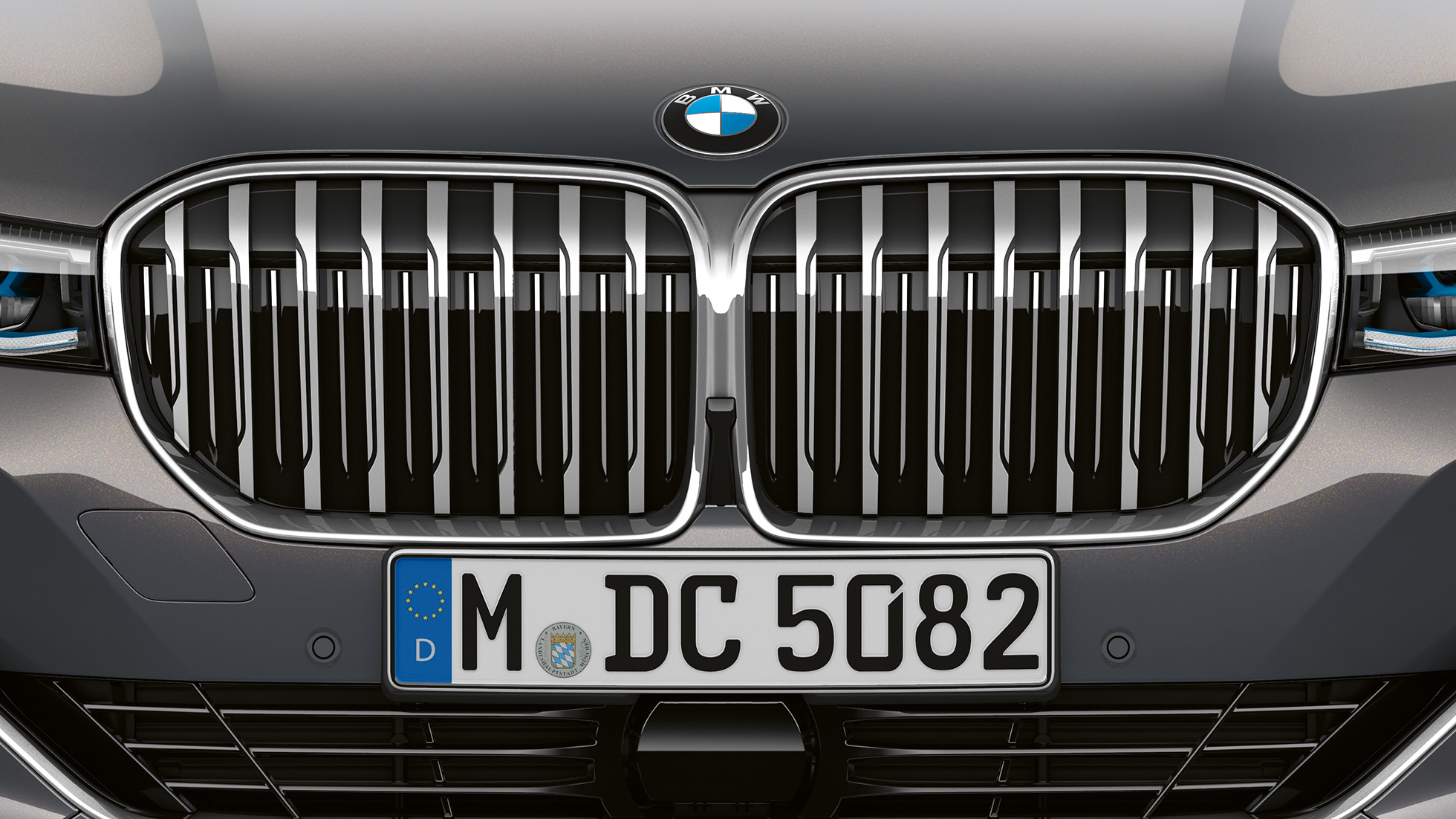 BMW 7 Reeks met Design Pure Excellence Exterieur, keuzehendel G11 BMW 7 Reeks met Design Pure Excellence Exterieur: close-up van de BMW nieren G11