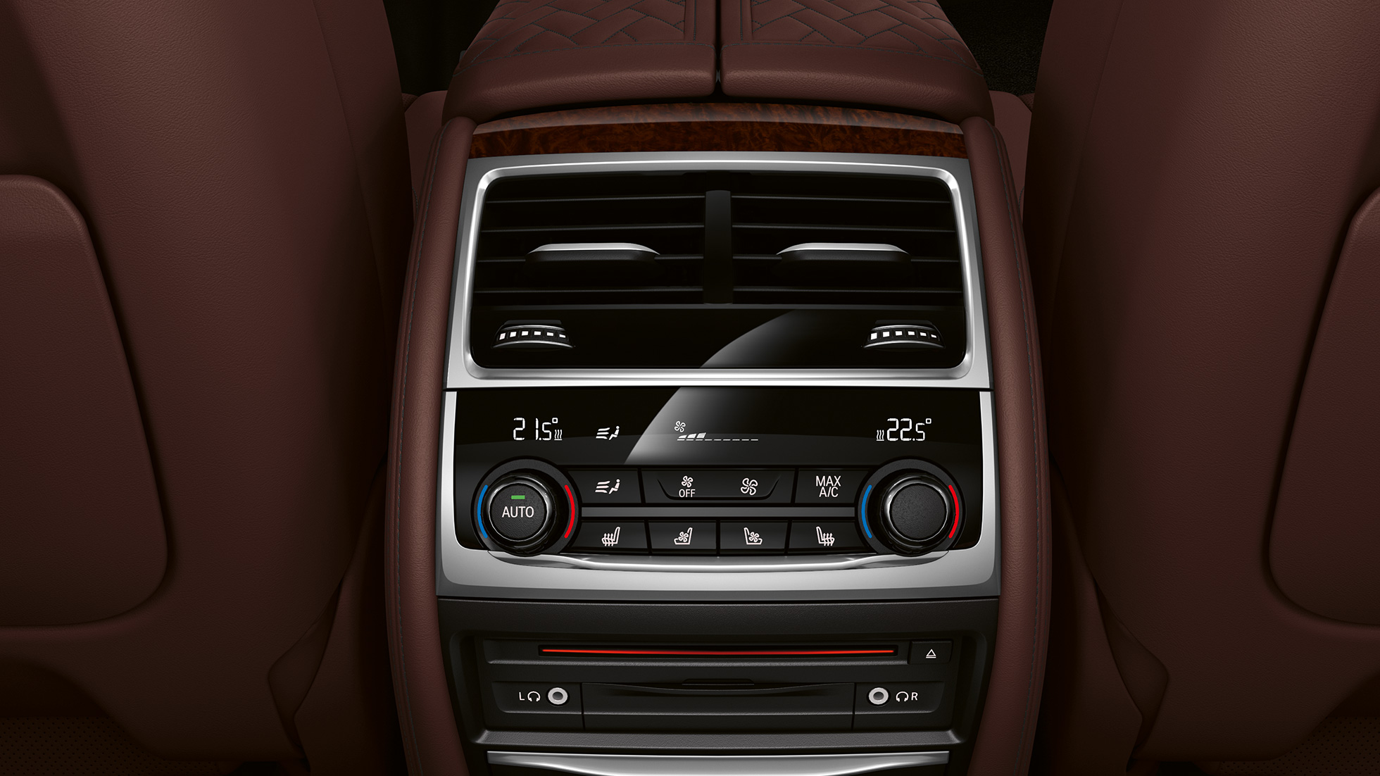 BMW 7 Reeks M sportpakket, airconditioning G11 BMW 7 Reeks M sportpakket: close-up van de airconditioning G11