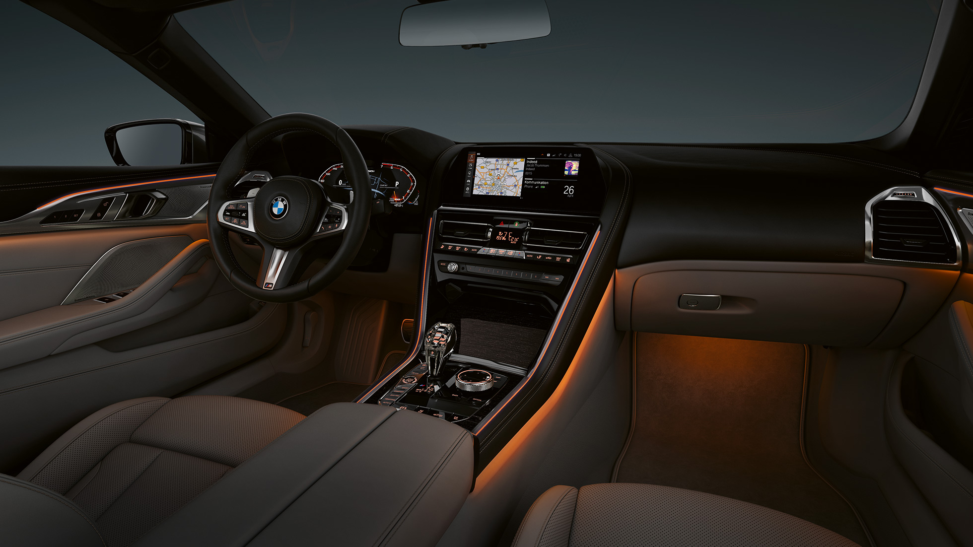 BMW M850i xDrive, interieur, sfeerverlichting. BMW M850i xDrive, interieur, sfeerverlichting.