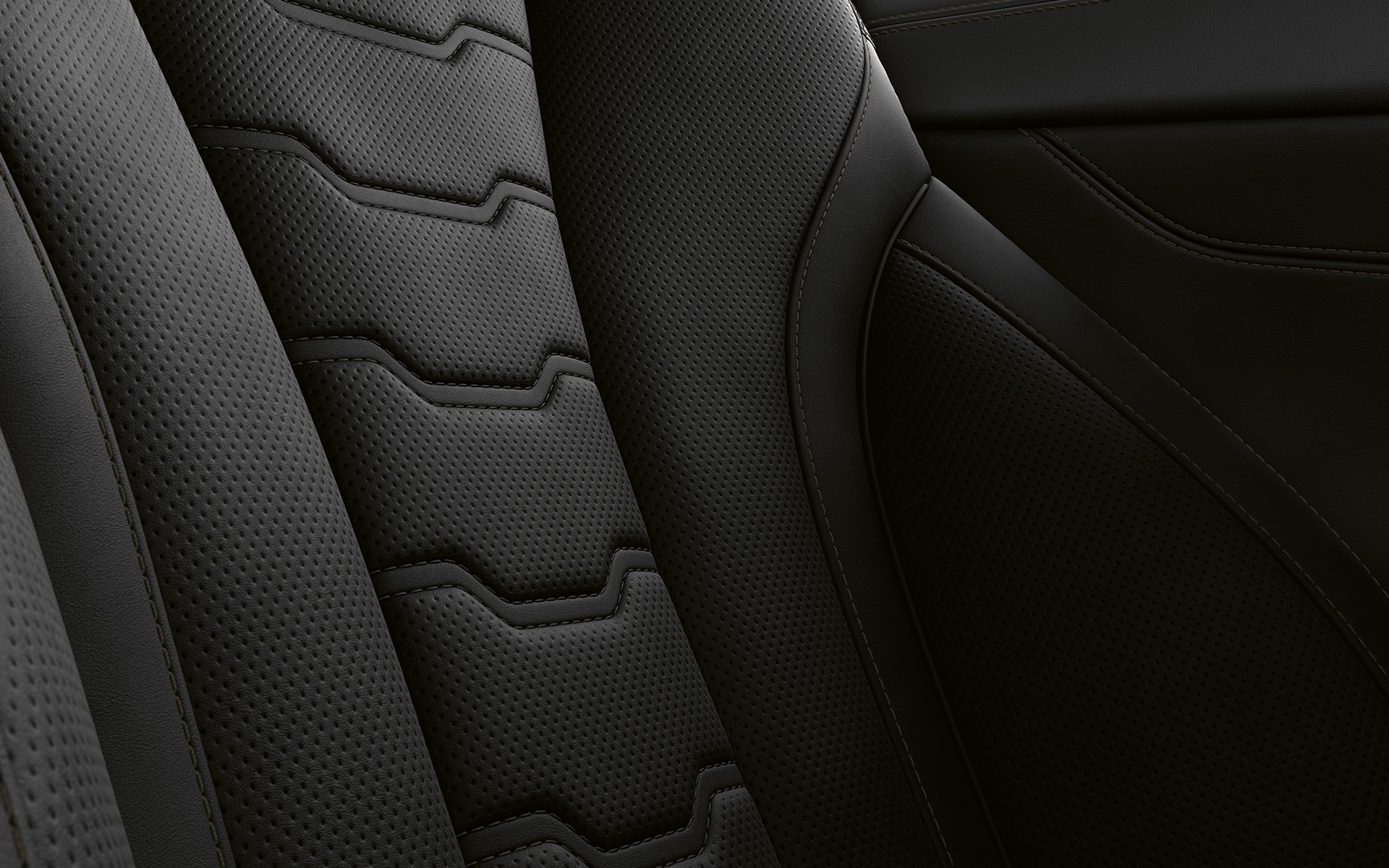 BMW 8 Reeks Coupé bekleding Close-up van de bekleding en siernaden van de BMW 8 Reeks Coupé.