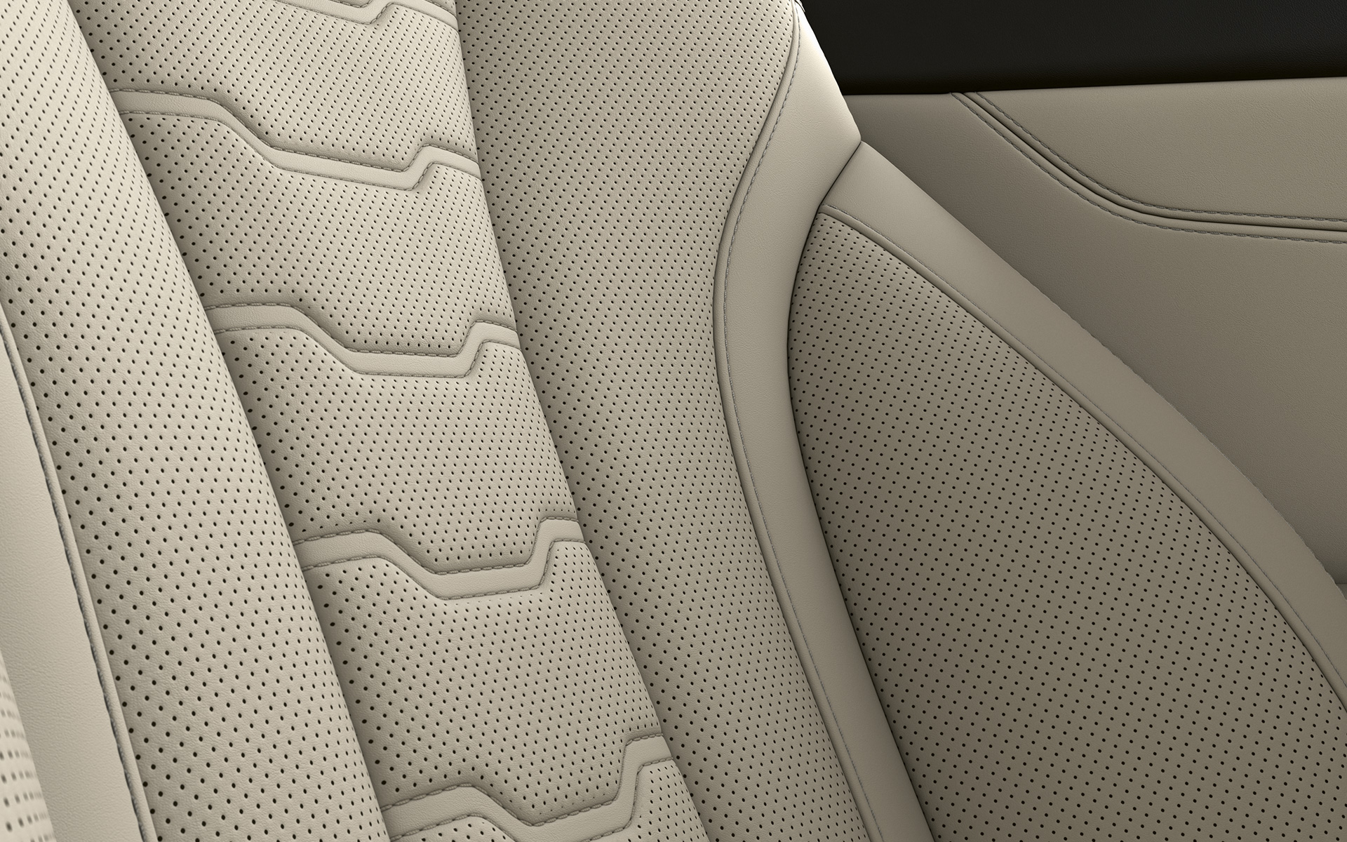 BMW 8 Reeks Coupé, bekleding Close-up van de bekleding en siernaden van de BMW 8 Reeks Coupé.