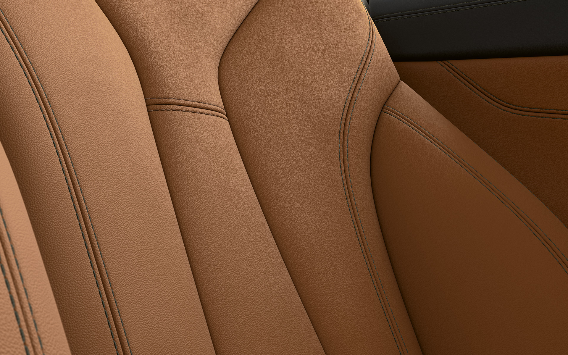 BMW 8 Reeks Coupé, bekleding Close-up van de bekleding en siernaden van de BMW 8 Reeks Coupé.