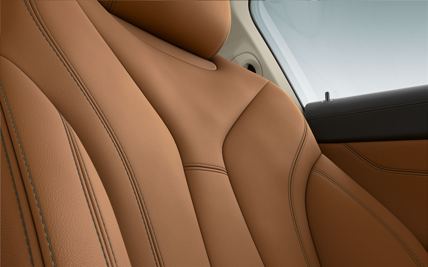 BMW Série 8 Coupé, garnissage G15 Détail : garnissage et coutures décoratives de la BMW Série 8 Coupé G15.
