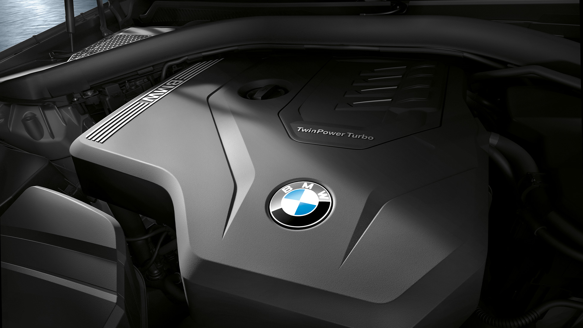 Motor BMW M340i xDrive Berline Motor BMW M340i xDrive Berline G20 Saphirschwarz metallic close-up