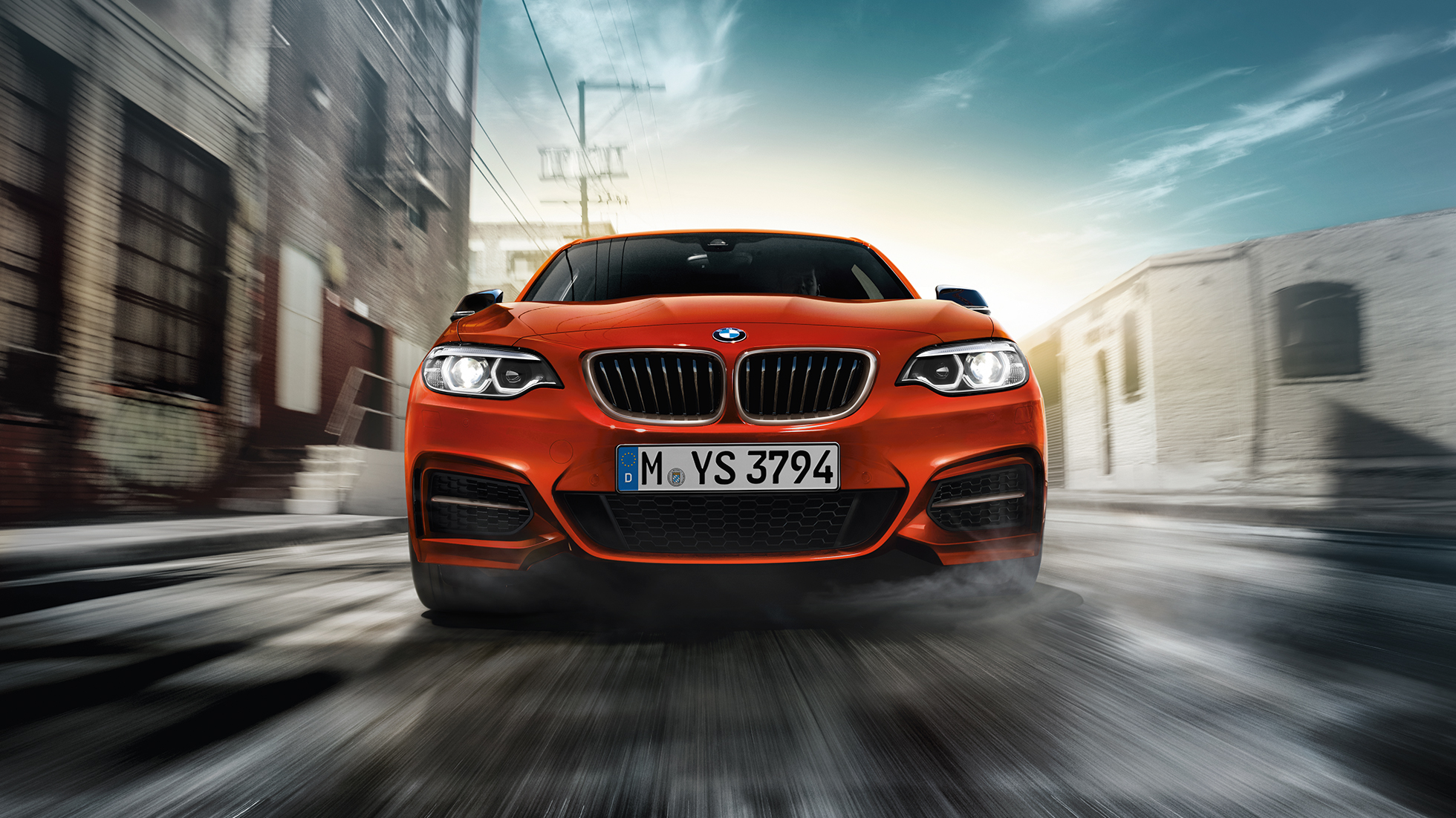 Design voorkant BMW M240i Coupé Design voorkant BMW M240i Coupé F22 2017 Sunset Orange metallic vooraanzicht