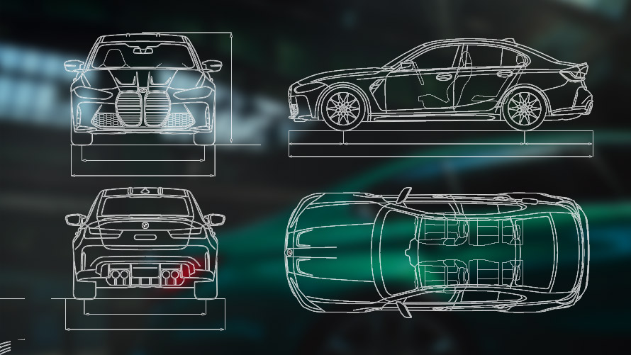 Technische tekening BMW M3 Berline G80 Technische tekening BMW M3 Berline G80