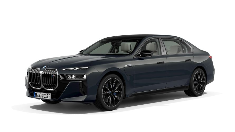 Modèles BMW i BMW i7 M70 G70e vue de trois quarts de profil Modèles BMW i BMW i7 M70 G70e vue de trois quarts de profil