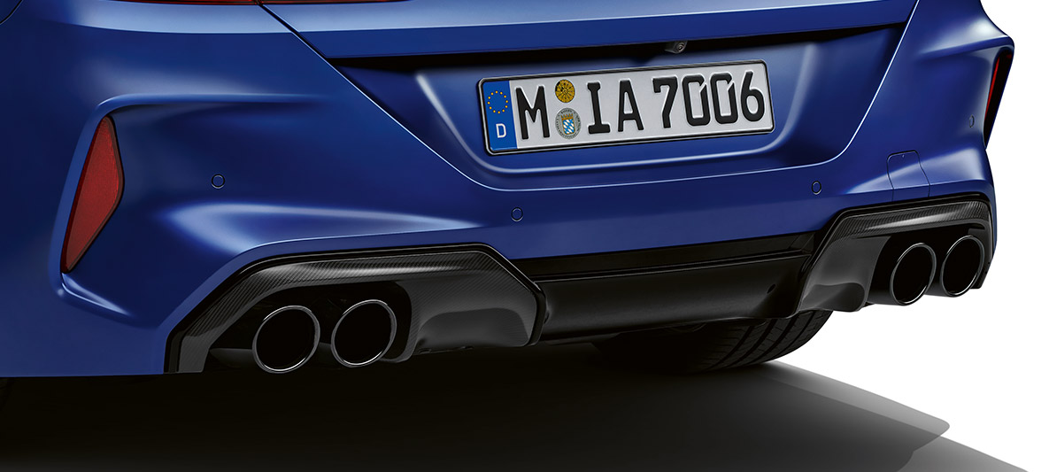 Achterschort in Carbon F92. BMW M8 Competition Coupé, achterschort van het M Carbon exterieurpakket F92.