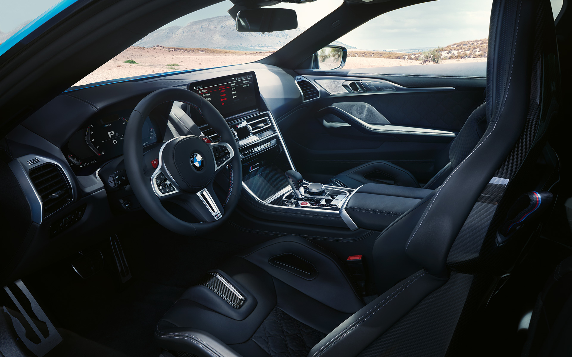 M carbon kuipzetels lederen M stuur BMW M8 Competition Coupé F92 LCI 2022 BMW M8 Competition Coupé F92 LCI facelift 2022 cockpit interieur lederen M stuur M carbon kuipzetels