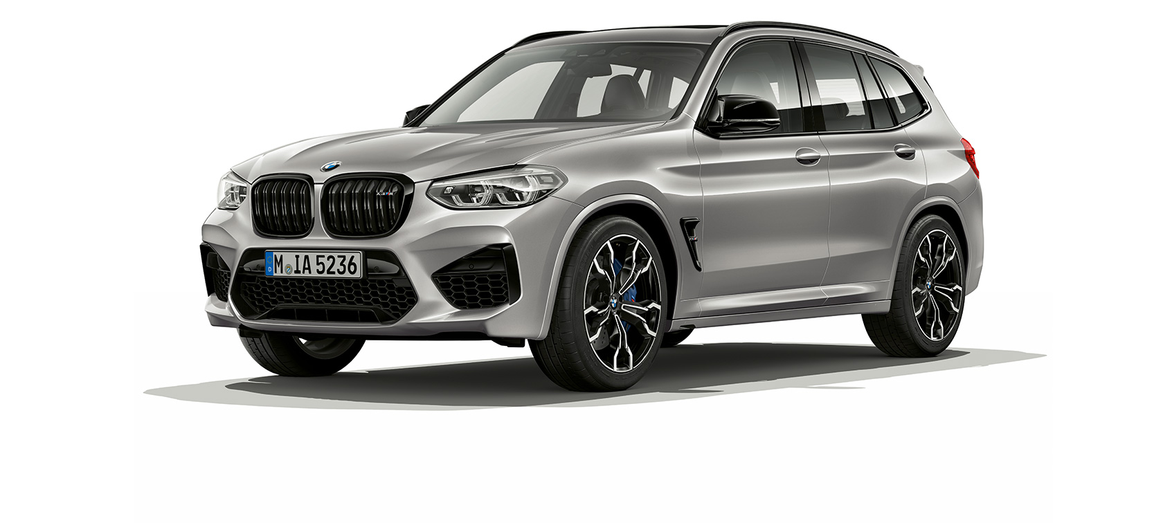 BMW X3 M Competition, driekwart vooraanzicht F97. BMW X3 M Competition in Donington Grau metallic, exterieur, driekwart vooraanzicht F97.