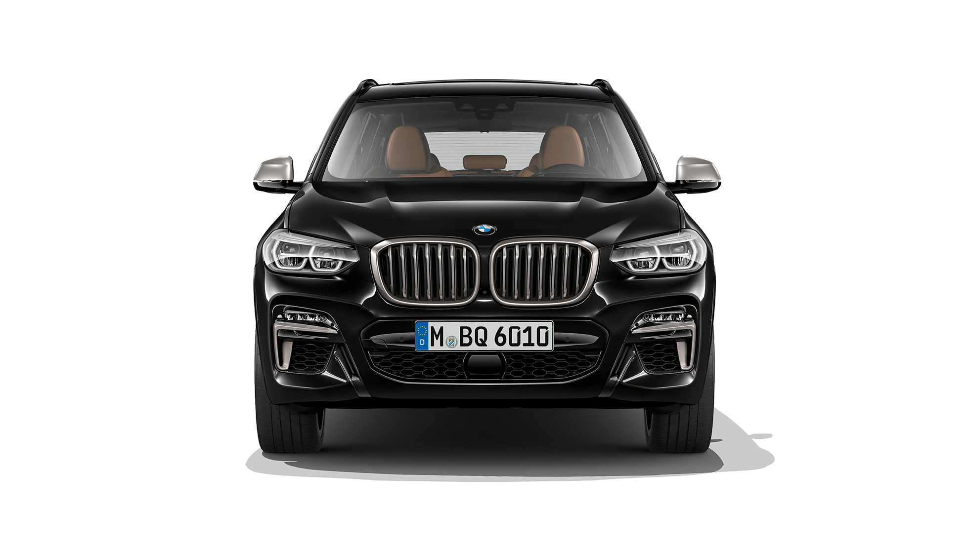BMW X3 M40i et BMW X3 M40d, vue de profil G01. Extérieur de la BMW X3 M40i et BMW X3 M40d en Saphierschwarz metallic, vue de face G01.