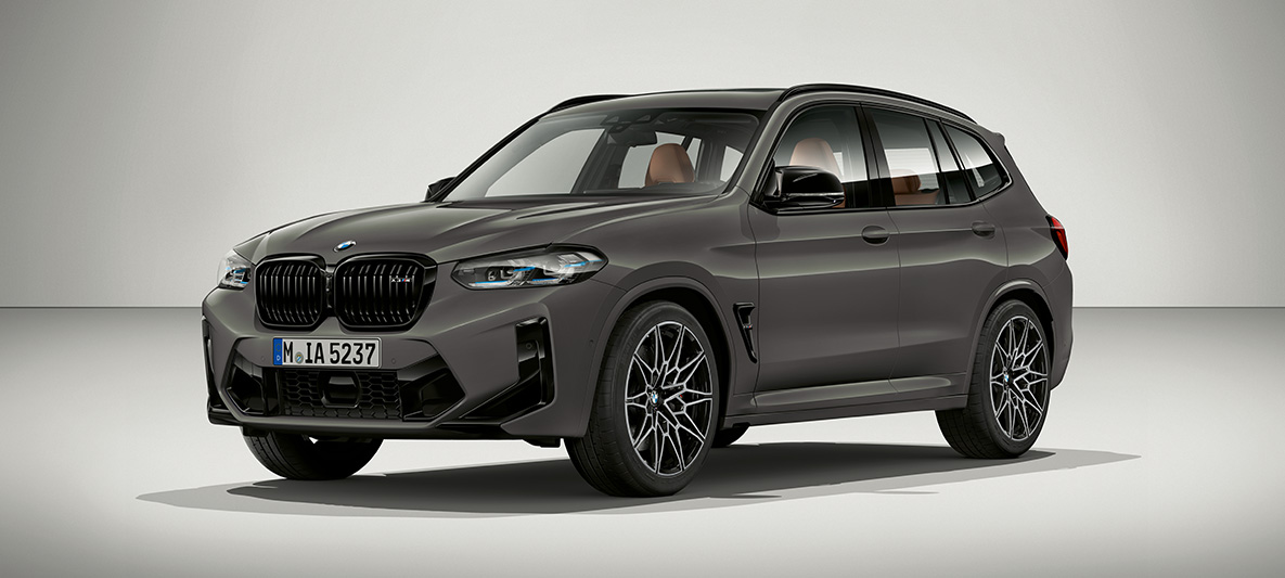 BMW X3 M Individual F97 LCI facelift 2021 Grigio Telesto driekwart vooraanzicht BMW X3 M Individual F97 LCI facelift 2021 Grigio Telesto driekwart vooraanzicht