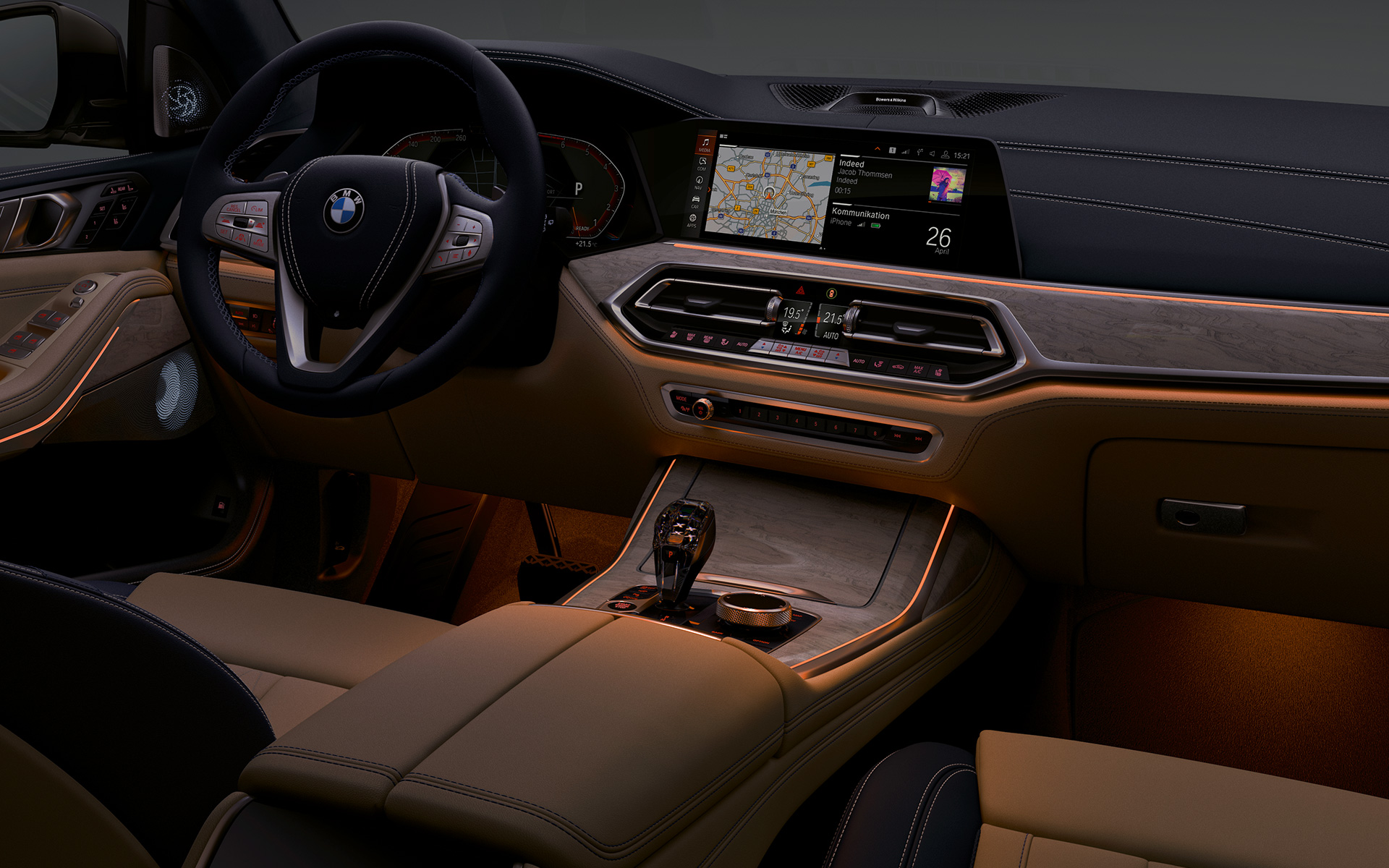 BMW X7 M50i G07 2019, éclairage d'ambiance dans le poste de conduite BMW X7 M50i G07 2019, éclairage d'ambiance dans le poste de conduite