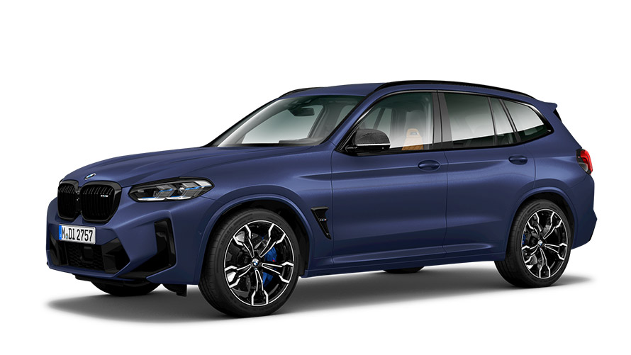 BMW X-modellen BMW X3 M wagens G01 MP driekwart zijaanzicht BMW X-modellen BMW X3 M wagens G01 MP driekwart zijaanzicht