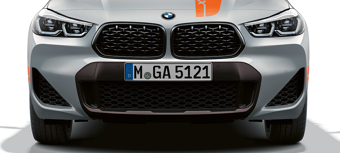 Doubles naseaux de la BMW X2 F39 BMW X2 2020 F39 Brooklyn Grau vue avant, doubles naseaux