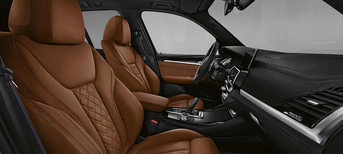 BMW X3, revêtement intérieur BMW Individual étendu en cuir Merino Feinnarbe en Tartufo G01 BMW X3, revêtement intérieur BMW Individual étendu en cuir Merino Feinnarbe en Tartufo G01