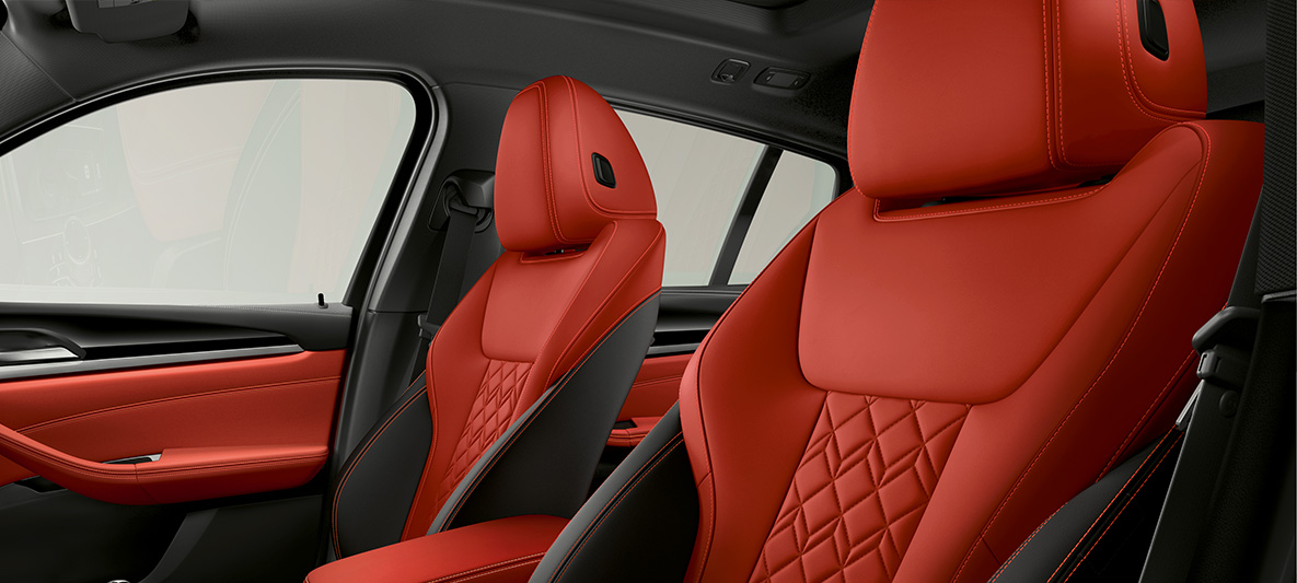 Intérieur cuir étendu Merino Fionarot/Schwarz BMW Individual, BMW X4 G02 Intérieur cuir étendu Merino Fionarot/Schwarz BMW Individual, BMW X4 G02 2018, intérieur