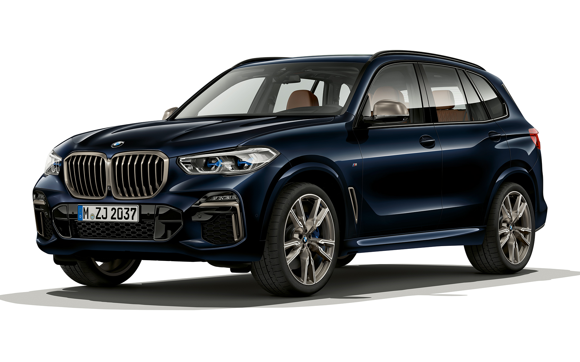 BMW X5 M50d voorzijde Close-up van de voorkant van de BMW X5 M50d