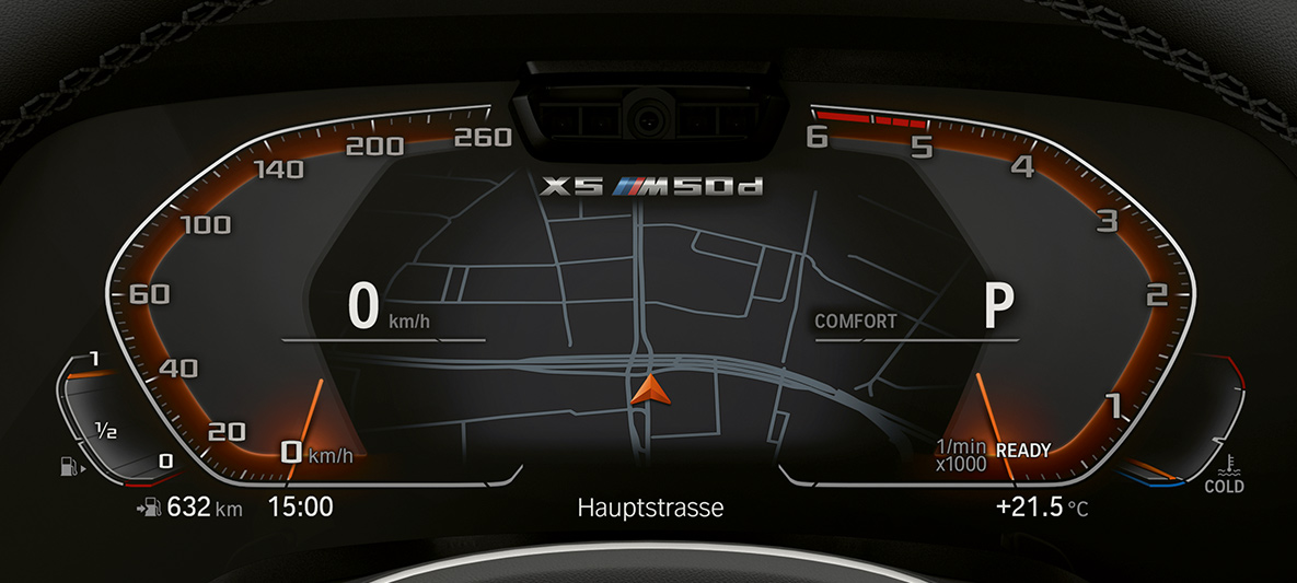BMW X5 M50d instrumentencombi Detailfoto van de instrumentencombi van de BMW X5 M50d