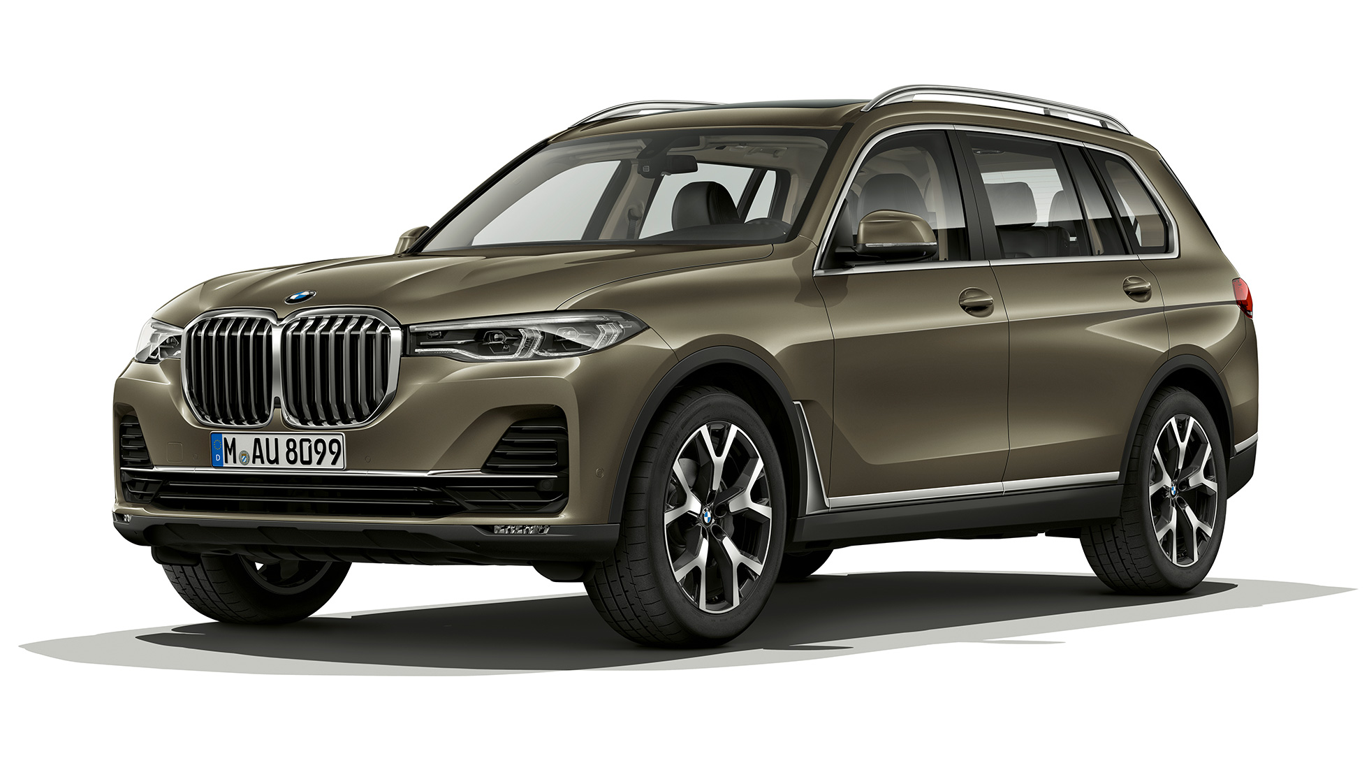 BMW X7 G07 Vue en studio, de trois quarts avant de la BMW X7 en Vermontbronze G07