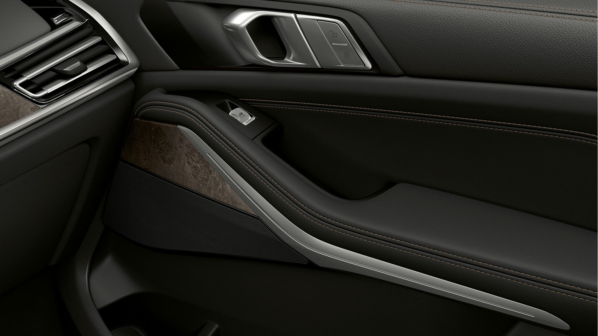 BMW X7, face intérieure de portière G07 Gros plan de face intérieure de portière de la BMW X7 G07