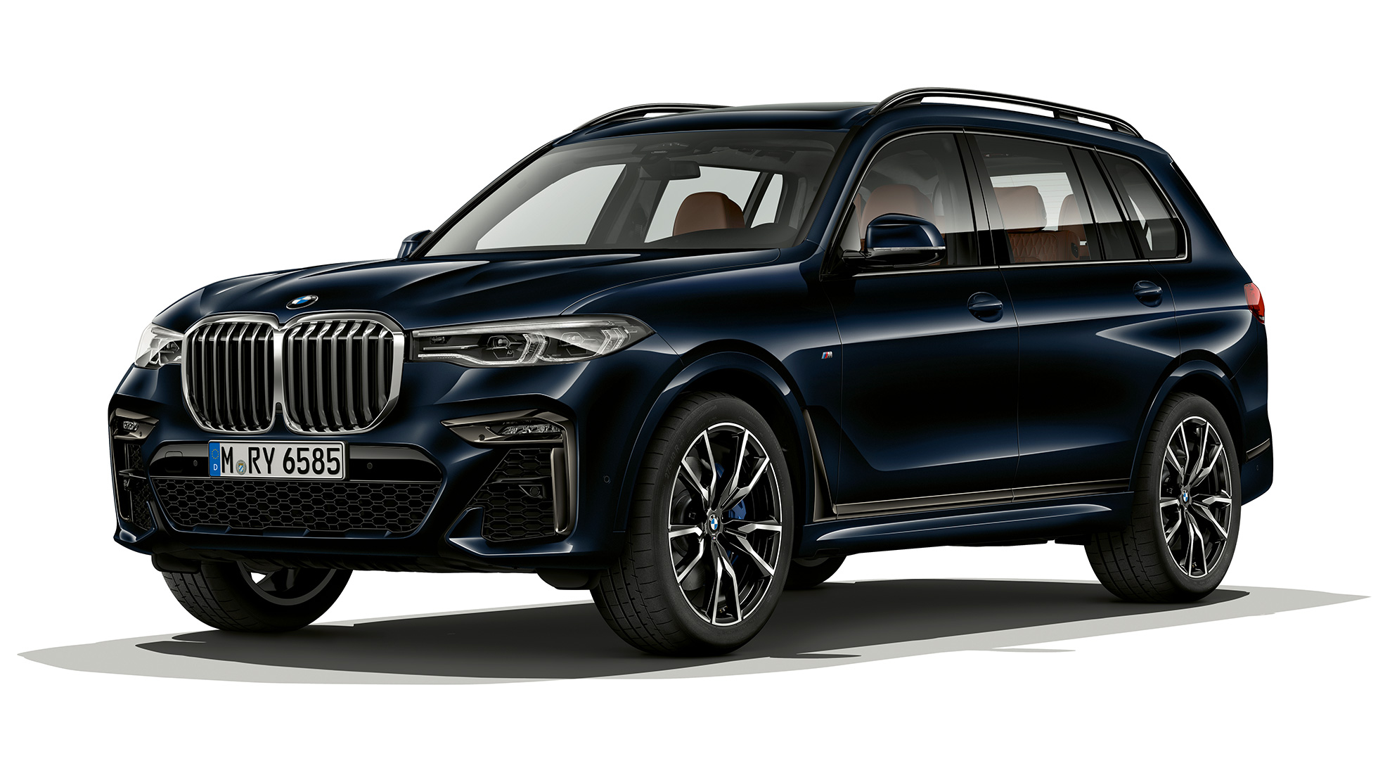 BMW X7, poste de conduite du Kit M Sport G07 Gros plan de face du poste de conduite côté conducteur de la BMW X7, dotée de l’équipement du Kit M Sport G07