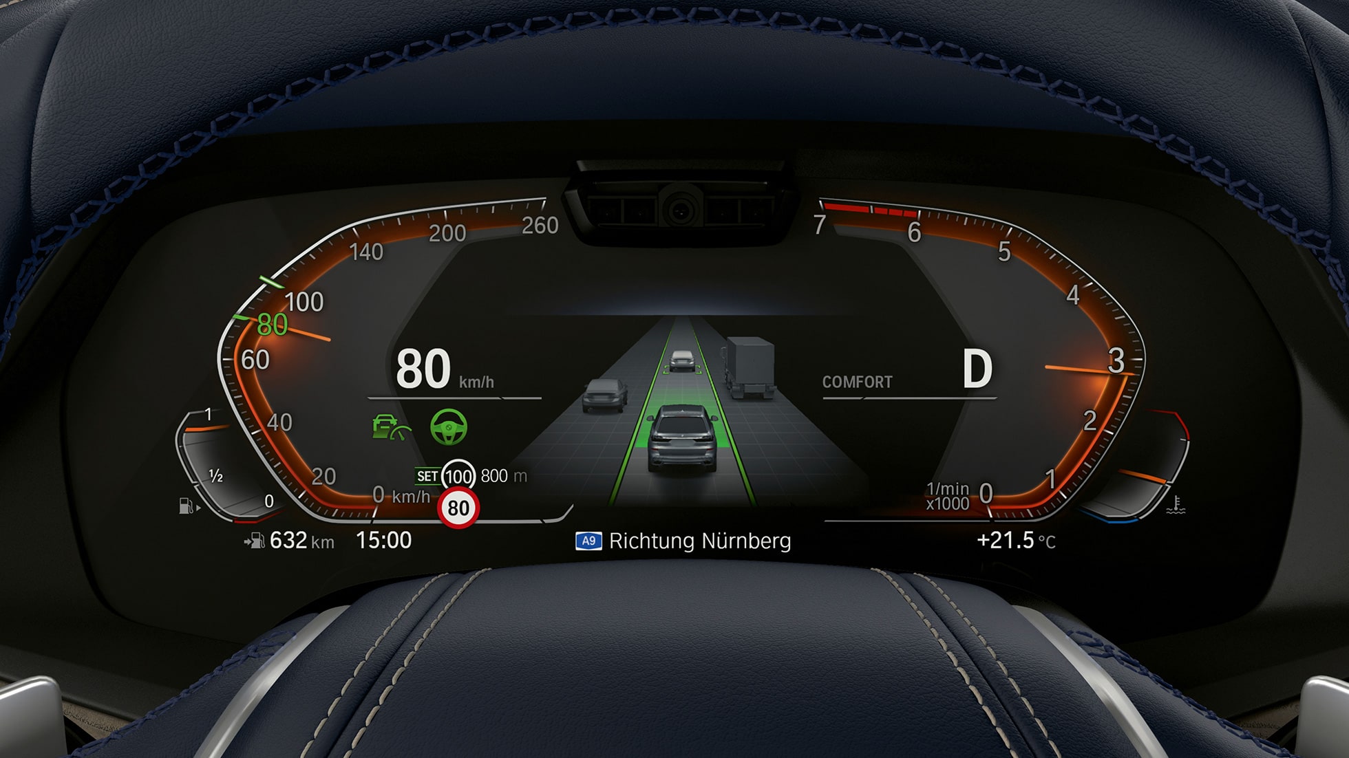 Driving Assistant Pack Plus et Parking Assistant Pack Plus G07 Driving Assitant Pack Plus et Parking Assistant Pack Plus : vue en gros plan du combiné des instruments G07