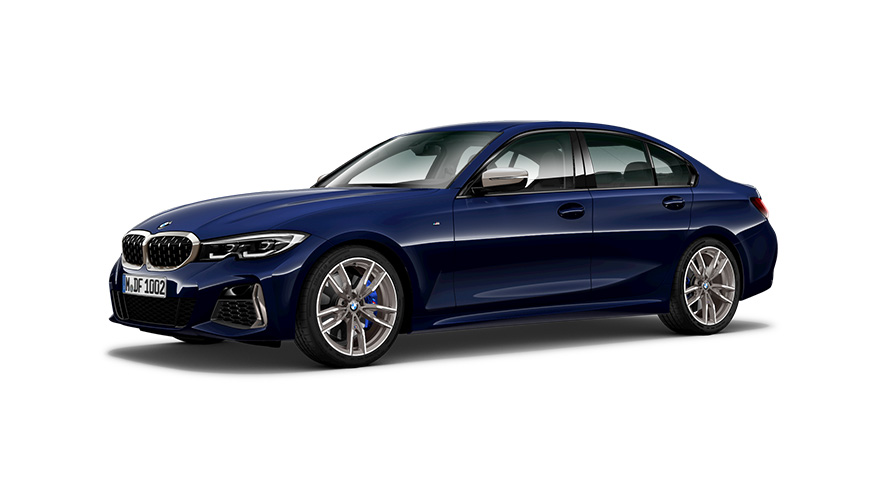 BMW M340i Berline G20 2019 vue trois quarts latérale BMW M340i Berline G20 2019 vue trois quarts latérale