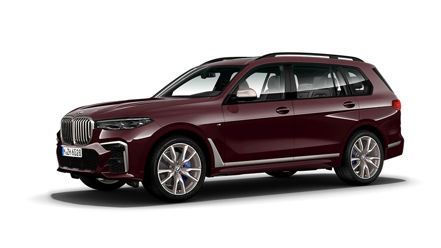 BMW X7 M50i G07 2019 vue trois quarts latérale BMW X7 M50i G07 2019 vue trois quarts latérale
